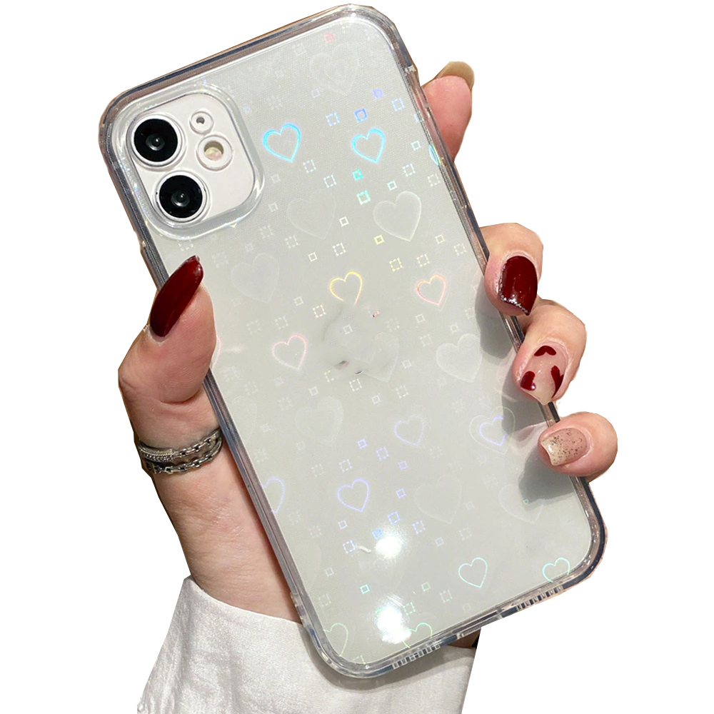 Genérico - Carcasa Antigolpes Corazones Para Iphone 13 Transparente