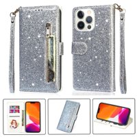 Foxdock - Funda Para Elegante Funda Iphone 13 Pro Max Glitter Con Cremallera-Ideal Para El Uso Diario