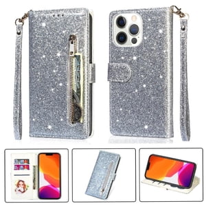 Foxdock - Funda Para Elegante Funda Iphone 13 Pro Max Glitter Con Cremallera-Ideal Para El Uso Diario