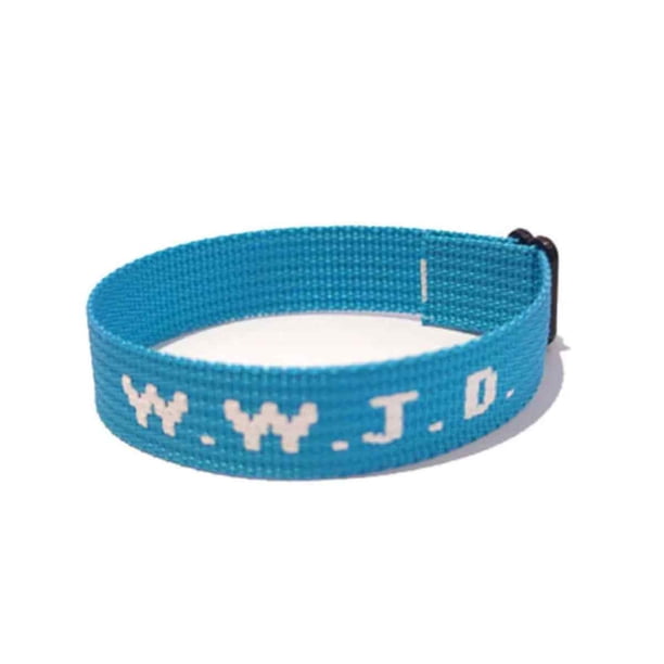 Pulsera unisex con estampado de letras jacquard y correa de muñeca ajustable WWJD