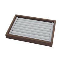 Ioensy - Pantalla De Bandeja De Almacenamiento De Anillo Para Mujeres Organizador De Joyas De Terciopelo De Exhibición De Madera