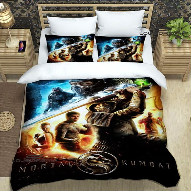 v1333 Bed Sheets Mortal Kombat Cartoon Printed Bedding Sets exquisite supplies set duvet cover bed comforter set bedding set luxury birthday gift 3-Piece Bedding Set (1 Duvet Cover + 2 Pillow Shams) B