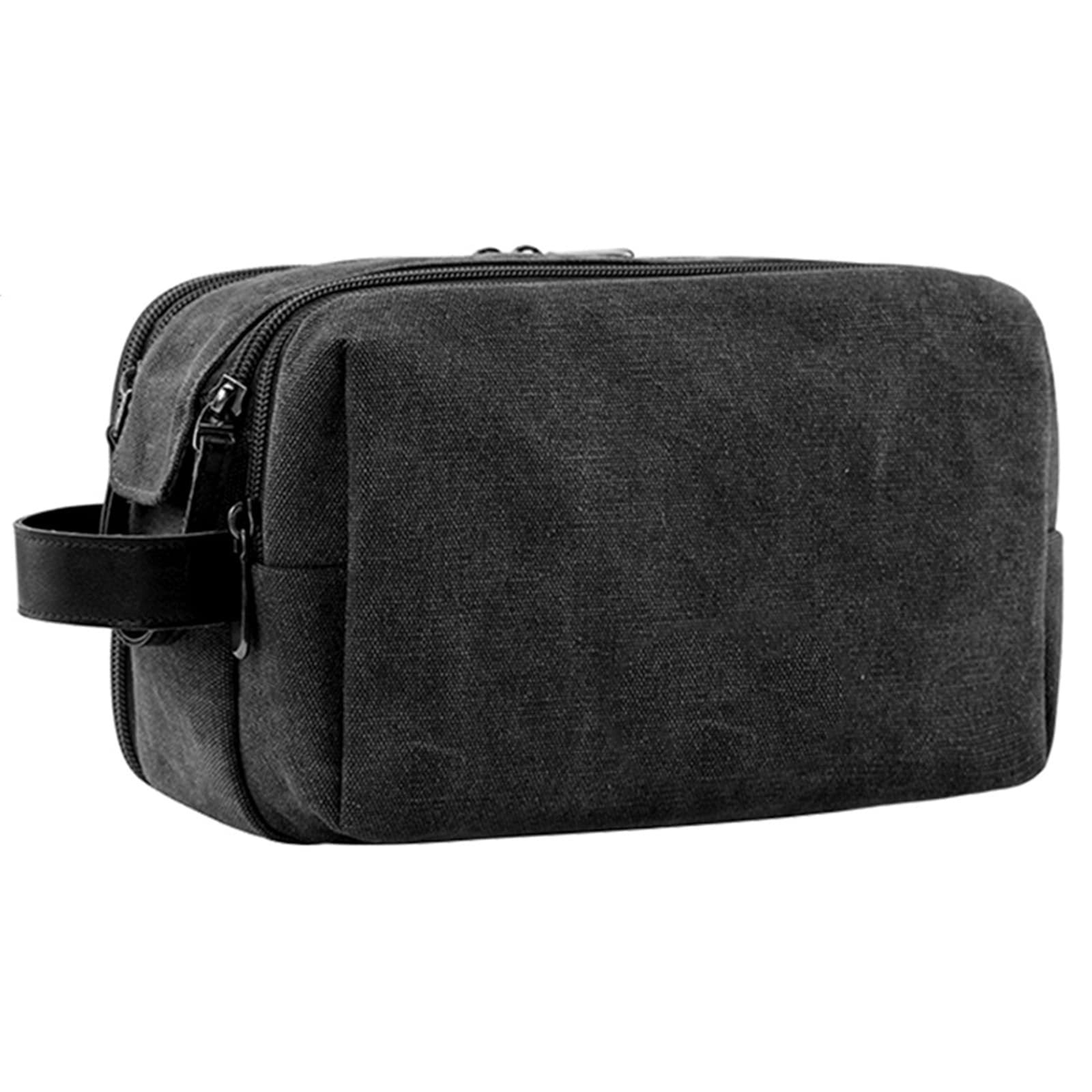 Xusx111 - Bolsa De Aseo Para Hombres, Bolsa De Afeitado Resistente Al Agua Del Organizador De Aseo De Viaje De Lienzo Dopp Kit Para Accesorios De Aseo, Negro-medio