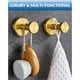 thumbnail image 3 of Ganchos de toalla de baño de oro 2 paquetes, ganchos de roba de acero inoxidable 304 para garaje de cocina, montado en la pared, 3 of 3