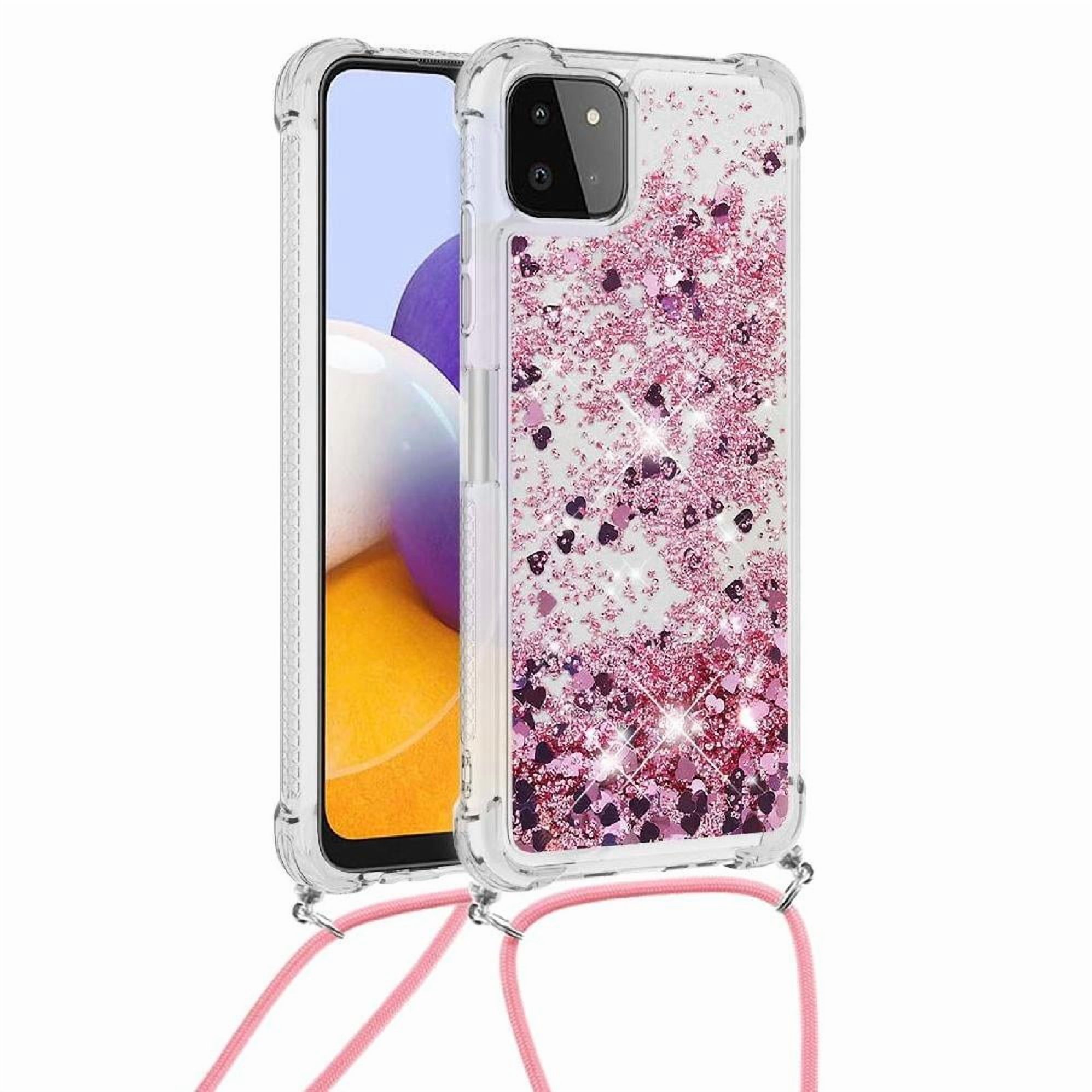 Funda Foxdock Para Samsung Galaxy A22 5G Con Cuerda Ajustable, Brillo Líquido, Protección Antigolpes Y Lente – Ideal Para Regalo