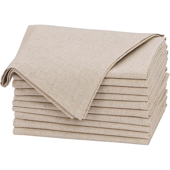 Ruvanti Linen Napkins Set of 12, Linen Cotton Blend 18x18