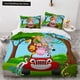 thumbnail image 1 of Cartoon Animal Duvet Cover Elephant Red Car Bedding Set for Kids Lion Monkey Wildlife Polyester Quilt Cover Bed Sheets, 1 of 5