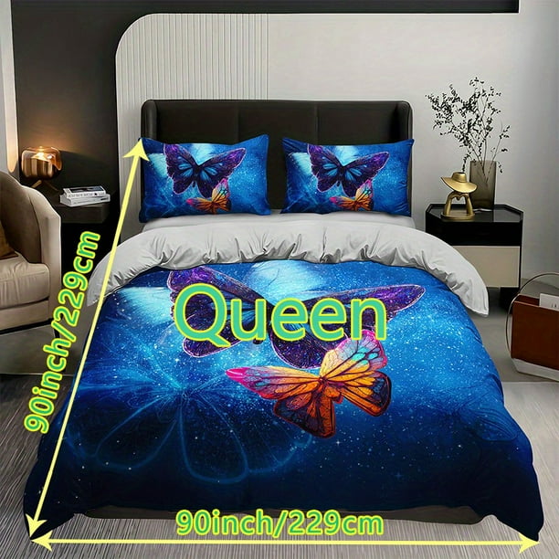 3-Piece Butterfly Print Bedding Set - Soft & Comfortable Duvet Cover for Bedroom & Guest Room