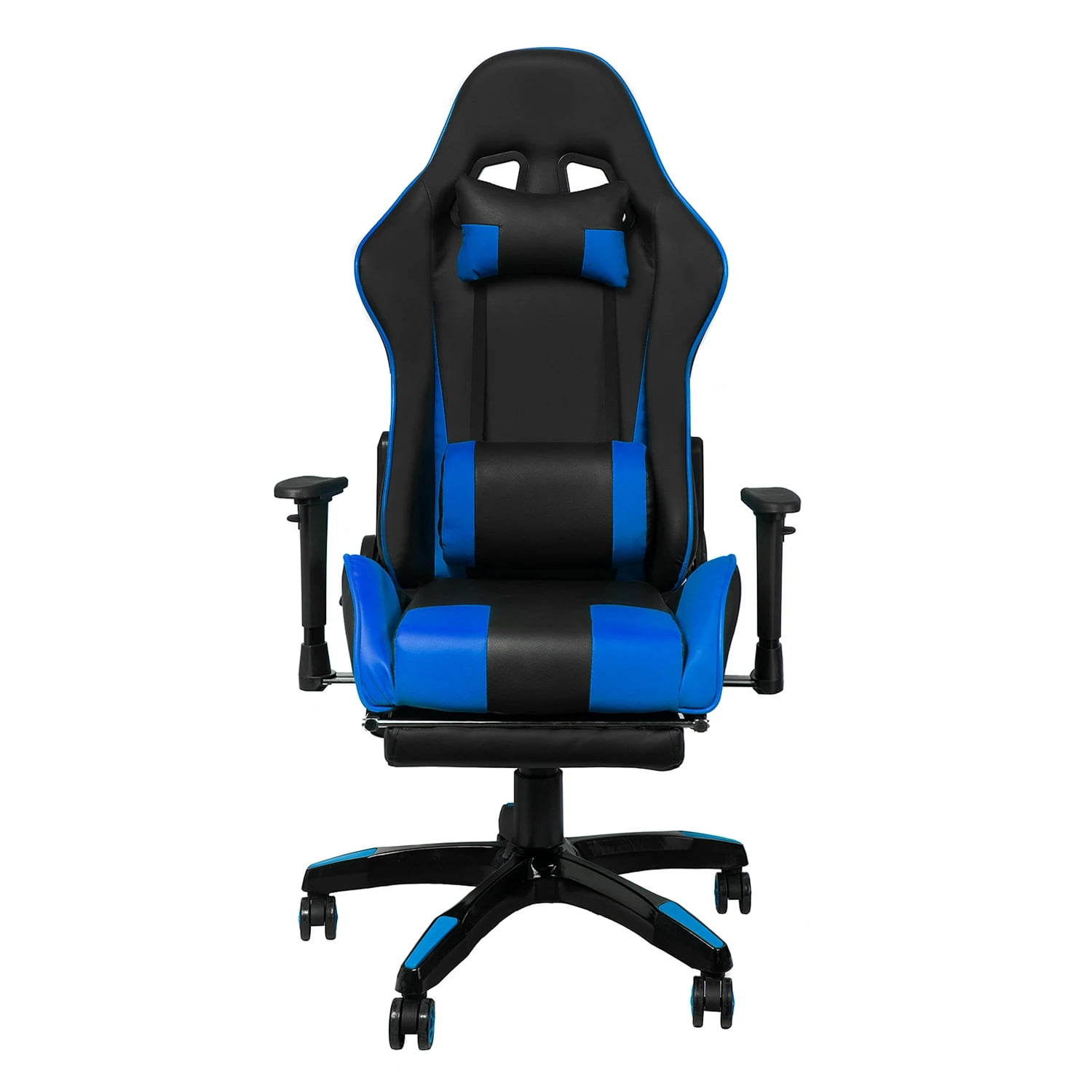 Silla Gamer Nibio Gc181 Reclinable 180° Apoya Pies Y Brazos Azul Y Negro