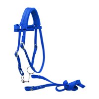 Magideal - Brida De Caballo Con Halter Rin Broca Extraíble De Snaffle, Sillín Sintética De Servicio Pesado Caballero De Cabecera Líder De Cuerda Equipo Ecuestre Azul