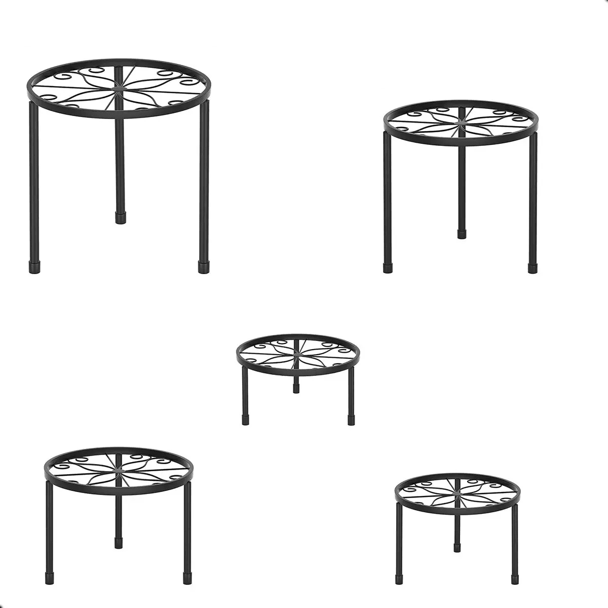 5pcs Bases Para Maceteros Belug De Herrería Plantas Porta Macetas Negro