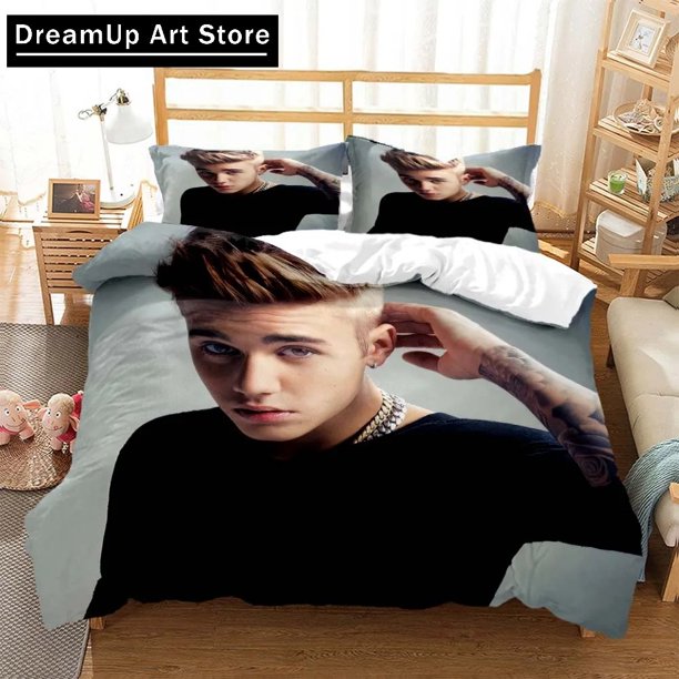 x1295 Bed SheetsSinger Justin Bieber Fashion ed Bedding Set Duvet Cover Bed Set Quilt Cover Twin Full Size Boys Adult 3-Piece Bedding Set (1 Duvet Cover + 2 Pillow Shams) nj1295