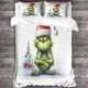 thumbnail image 3 of Juego de ropa de cama con estampado 3D de monstruo de pelo verde para niños y adolescentes, funda nórdica con funda de almohada, funda de edredón navideña de microfibra con cremallera., 3 of 3