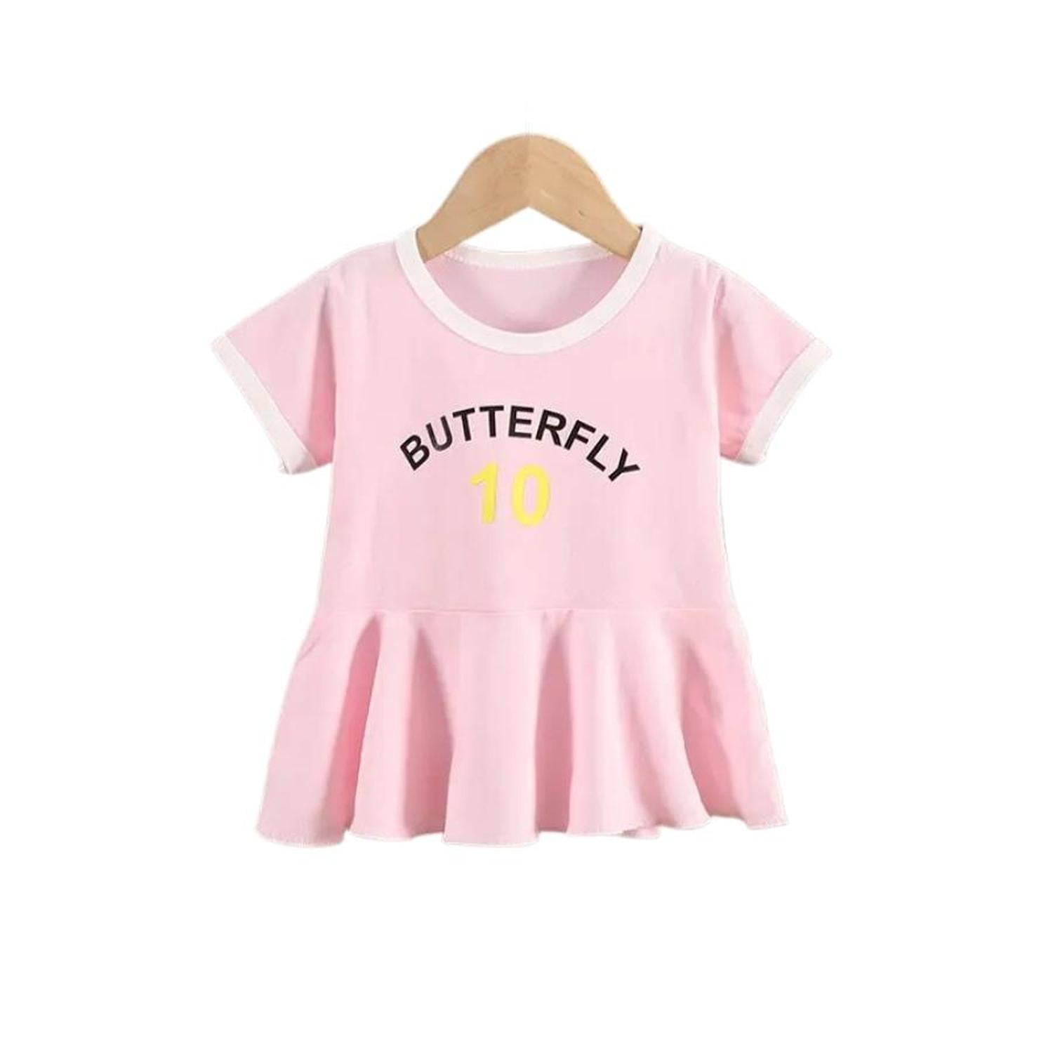 Kivara - Vestido Niña Algodon Verano Manga Corta Butterfly Rosa Multicolor 2