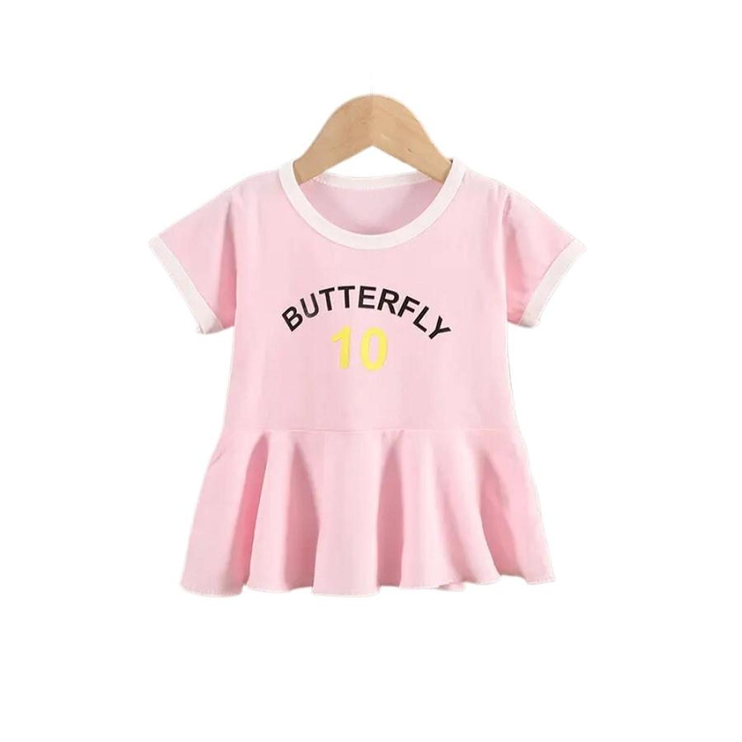 Kivara - Vestido Niña Algodon Verano Manga Corta Butterfly Rosa Multicolor 1