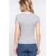 thumbnail image 4 of Saronite Camiseta Básica de Algodón Acanalado, de Manga Corta y Cuello Redondo, Color Gris Jaspeado (para Mujer), 4 of 4
