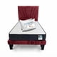 thumbnail image 1 of Cama Plaza y Media con Colchon + Pack de Almohadas Tapizado en Felpa Rojo, 1 of 5
