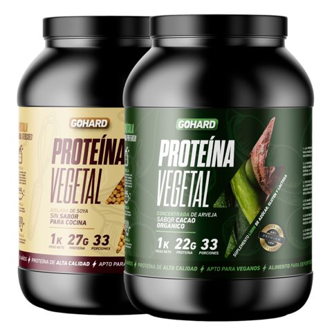 Gohard - Pack Proteinas Vegetales 2Kg Total Sin Sabor - Cacao Orgánico