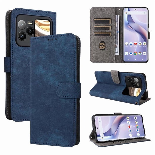 Funda Billetera para BLU Bold N4 con Soporte - Cartera de Cuero con Ranuras Azul