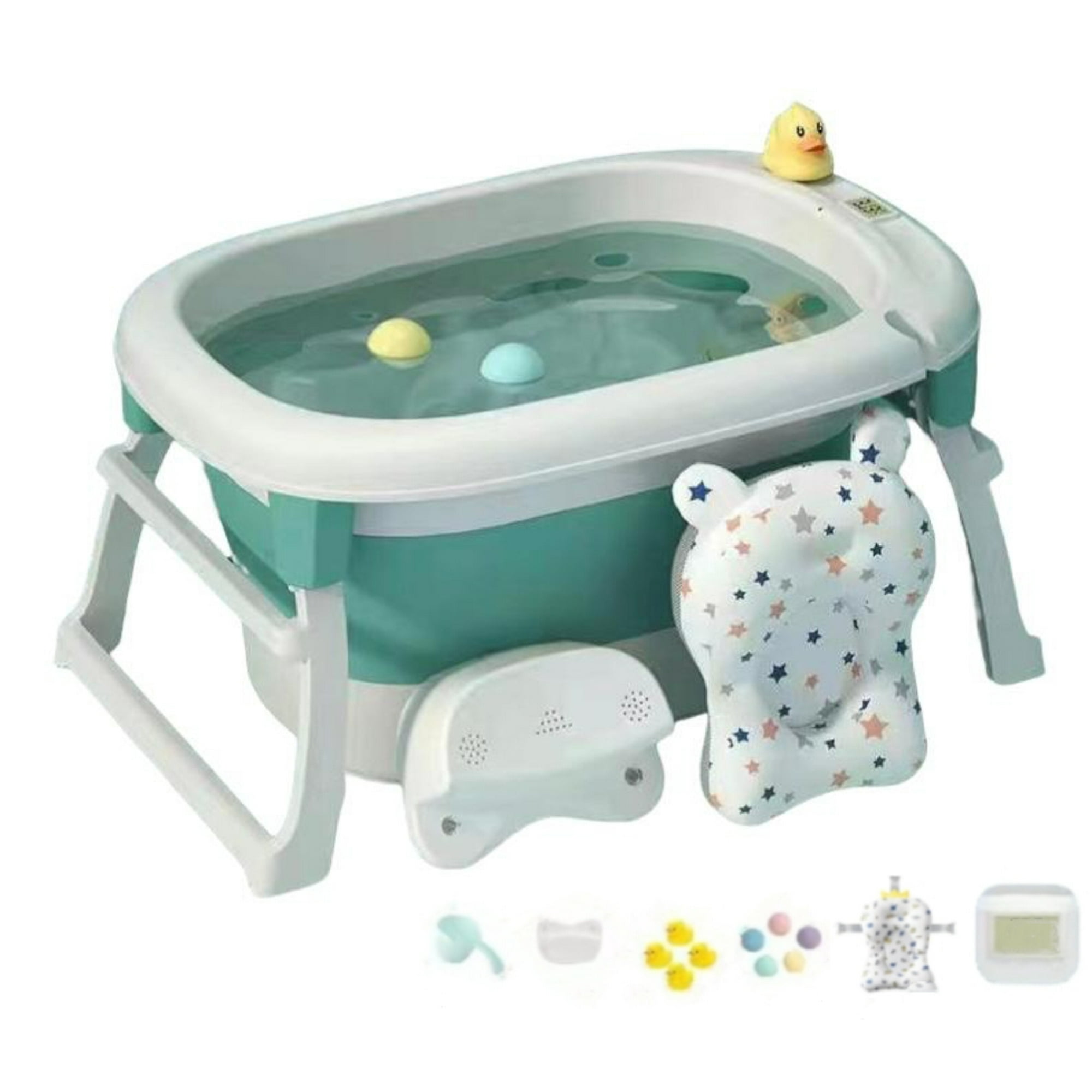 Bañera Maxi Plegable Con Cojin Y Accesorios Verde Lubabycas
