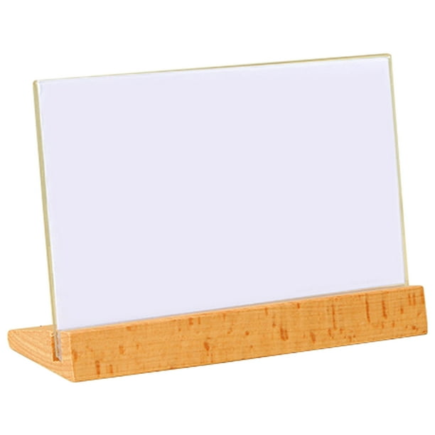 Letrero de mesa acrílico tipo T, letrero de mesa de madera de haya, tarjeta de exhibición de oficina, tarjeta de comida, soporte de madera, tarjeta de precio, tamaño A4, madera maciza