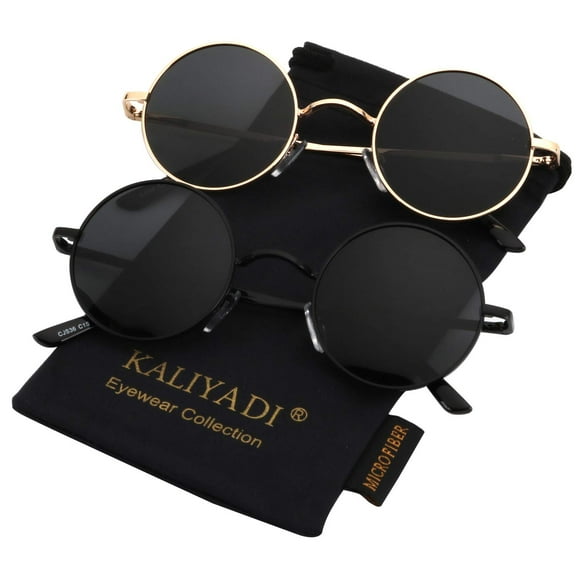 Gafas De Sol Redondas Polarizadas Retro De Metal Uv400 45 Mm Paquete De 2