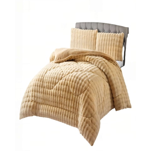 Genérico - Cobertor Imitacion De Piel De Conejo 2 Plaza Color Mostaza