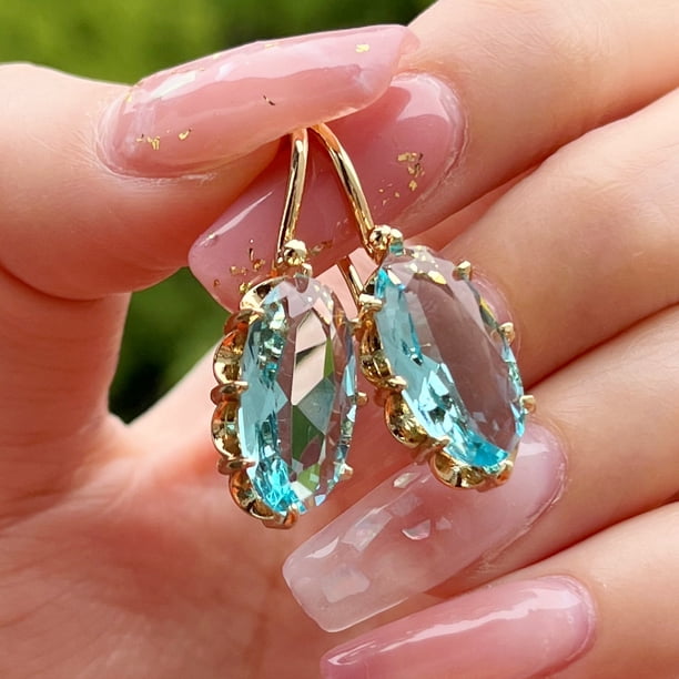 Gorgeous 18K Gold Plated Oval Faux Gemstone Earrings - Perfect Bridal Wedding Gift for Women