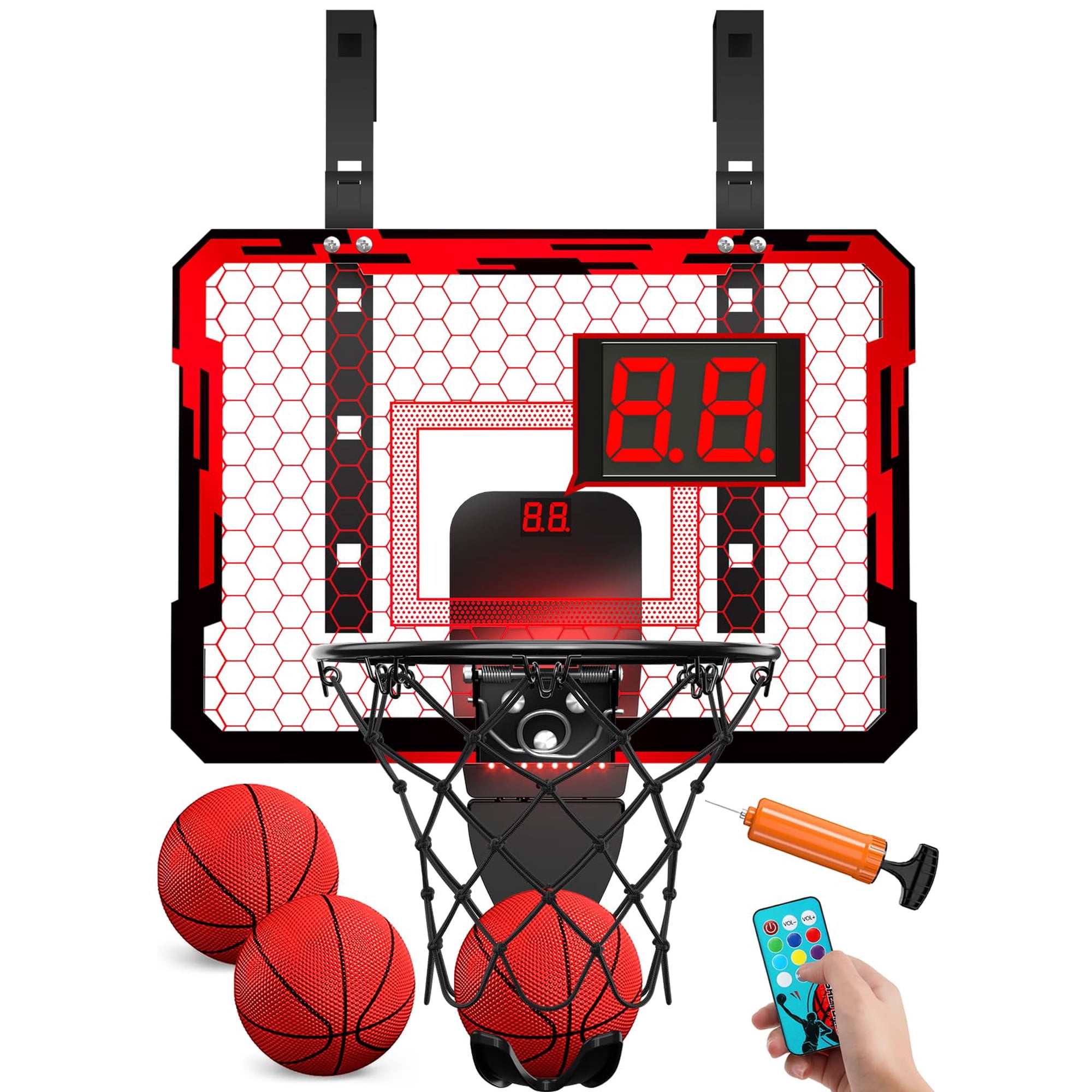 Canasta De Baloncesto Interior Qdragon Para Colocar Sobre La Puerta Con Luces Led