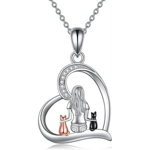 Vousez - Collar Mujer Dos Gatos Plata 925