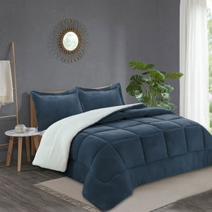 Plumon Andes Chiporro Liso Azul 2 Plaza