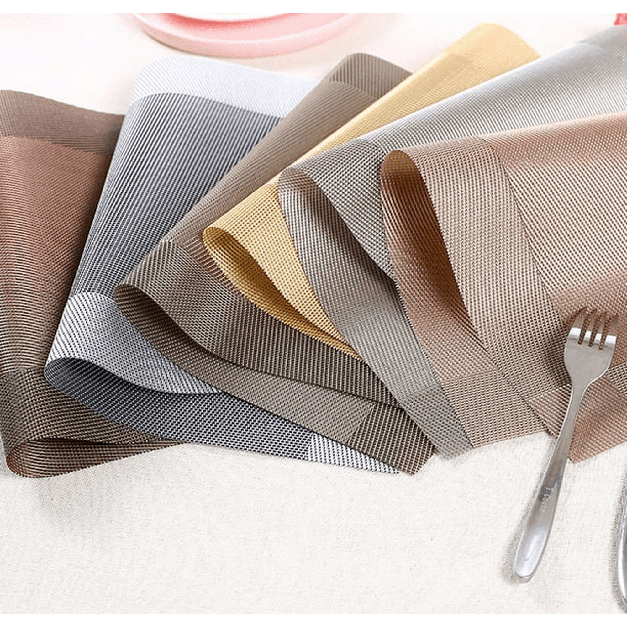 Genérico - Set 6 Individuales Mesa Rectangulares Diseños Beige