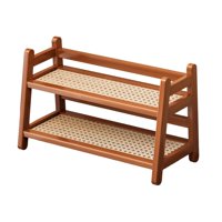 Magideal - Estante De Exhibición De Tazas De Agua, Estante De Almacenamiento De 2 Capas, Multiusos, Práctico Y Moderno, Organizador De Maquillaje Para Encimera, Marrón