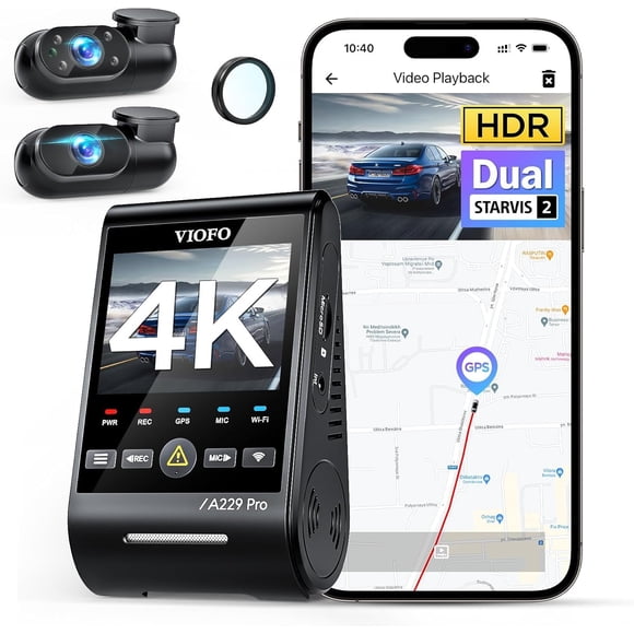 Dash Cam VIOFO A229 Pro de 3 canales 4K HDR con WiFi y GPS de 512 GB