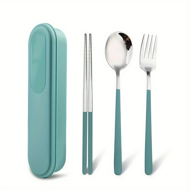 3/4pcs Travel Utensils, Stainless Steel Cutlery Set Portable Reusable Camping Silverware, Include Fork Spoon Chopsticks With Case, Flatware Set