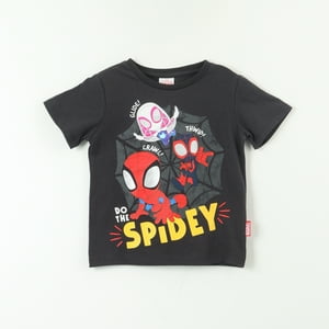Polera Manga Corta Niño Spidey Tres Arañas Negro Marvel