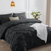 Juego De Edredón Himeet Black Queen Con Sábanas, 7 Piezas