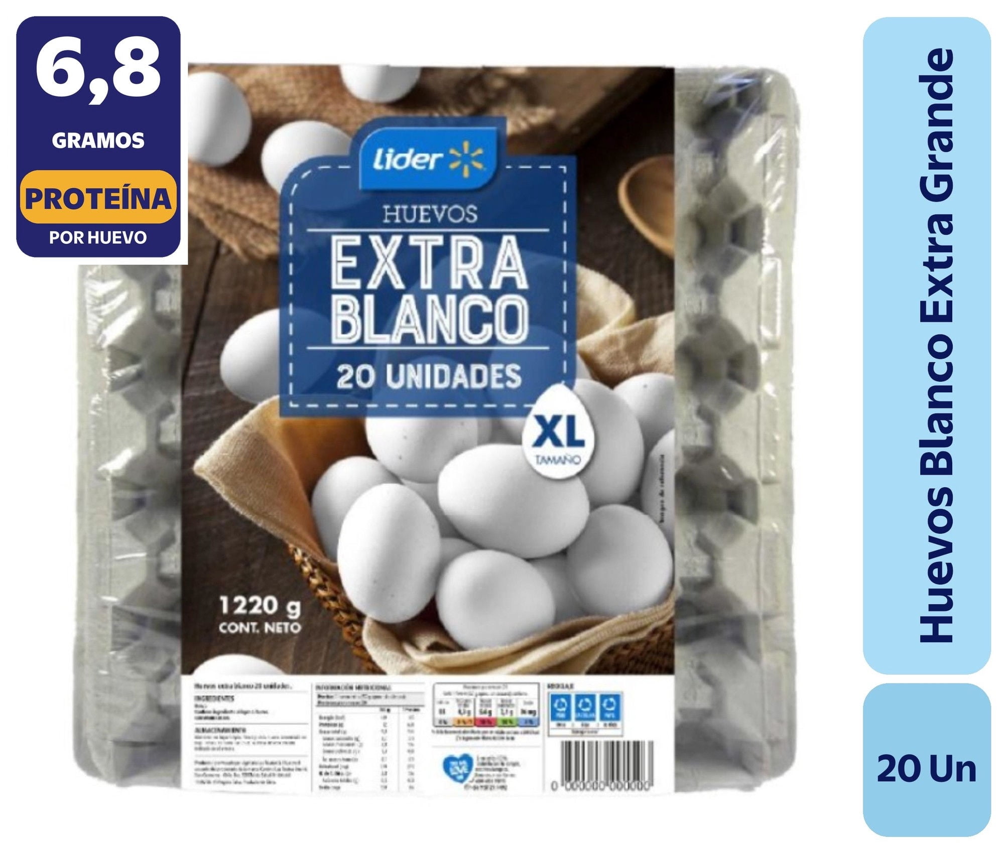 Huevos Tradicionales Extra Grande Blanco. 20 Un Lider