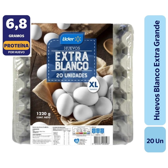 Huevos Tradicionales Extra Grande Blanco., 20 Un