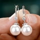 thumbnail image 1 of 1pair Exquisite White Faux Pearl Dangle Earrings - 925 Silver Plated Daily Jewelry for Women and Girls - Perfect for Weddings and Holidays, 1 of 4