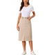 thumbnail image 2 of INSPIRE CHIC Falda de Mezclilla de Cintura Alta para Mujer Falda de Jean a la Rodilla con Dobladillo Deshilachado y Bolsillos Albaricoque XS, 2 of 6