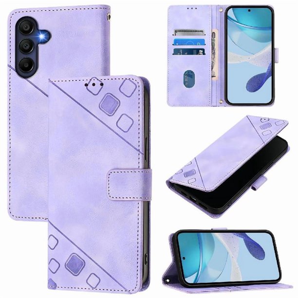 Funda Cartera para Samsung Galaxy A26 5G con Soporte y Ranuras, Resistente a Golpes y Rayones Morado