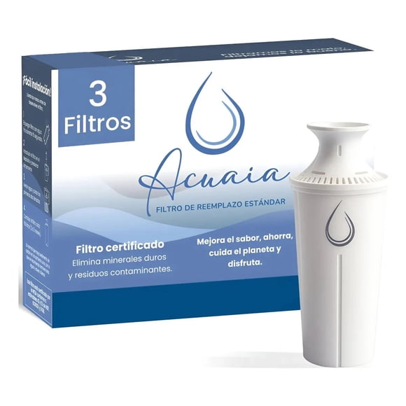 Filtro de Agua Acuaia Pack 3 Para Jarra Purificadora Tipo Brita - Filtro de Agua Purificada