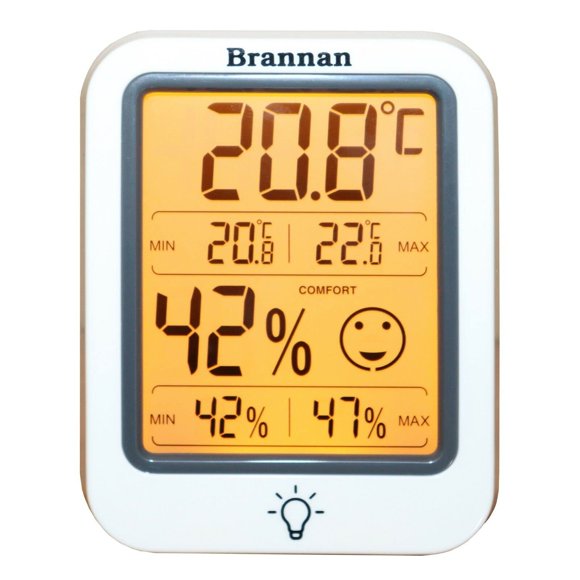 Higrómetro Digital Brannan con LCD Retroiluminado y Registro Máx/Mín
