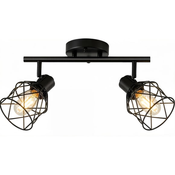 Iluminación de carril Vohyzufa 2 luces estilo granja negro