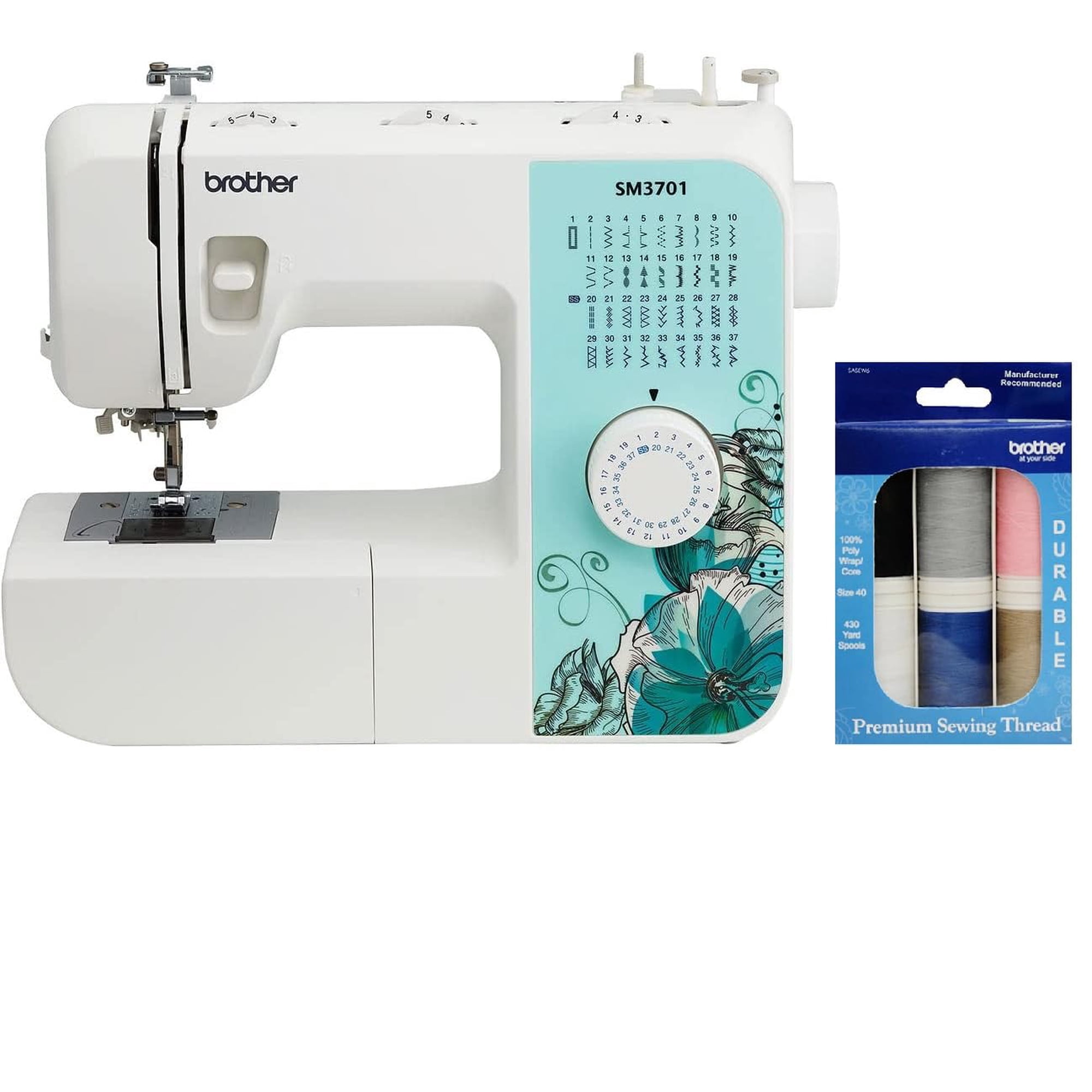 Máquina De Coser Brother Sm3701 De 37 Puntadas Con Hilo De 6 Piezas