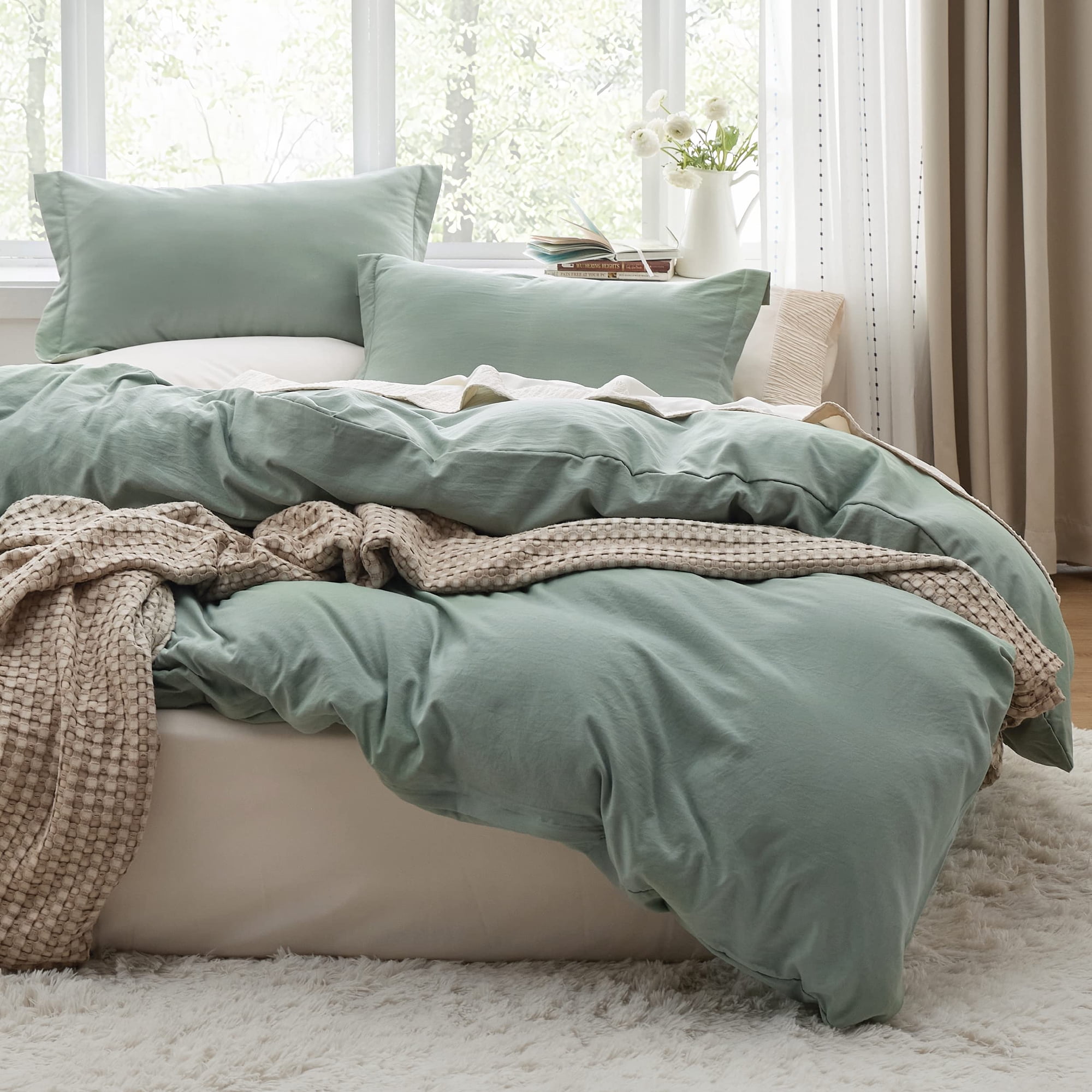 Bedsure - Juego De Fundas De Edredón Para Cama, Color Verde Salvia, Tamaño King, 3 Piezas