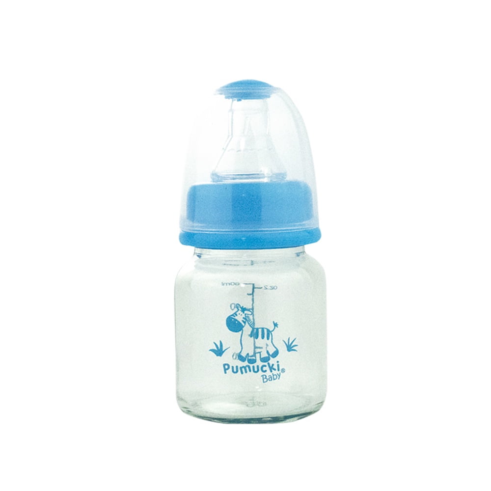 Pumucki - Mamadera De Vidrio Anticólico, Color Celeste, 60 Ml