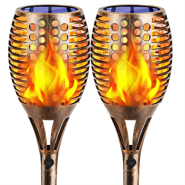 2pcs Upgraded Larger Solar Outdoor Lights 96 LED Higher & Larger Flickering Flame Solar Torch Lights 43" Waterproof Outdoor Lighting Solar Powered Pathway Lights Landscape Decoration For Garden Patio