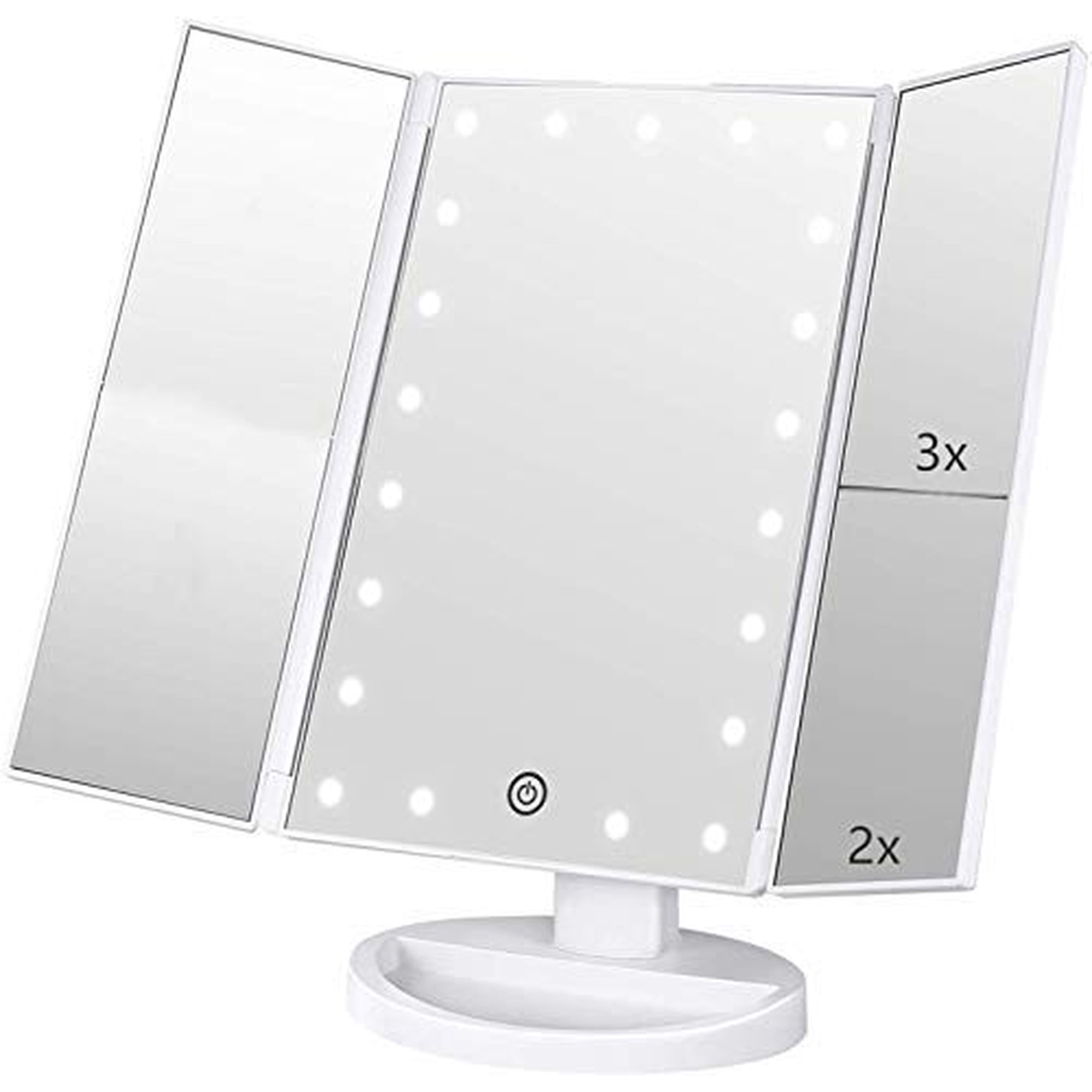 Espejo De Maquillaje Vanity Flymiro, Triple Luz, 3 X 2 Veces, Blanco
